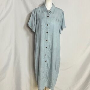 Eva Mendes for New York & Company Sky Silver Blue Shirt Dress